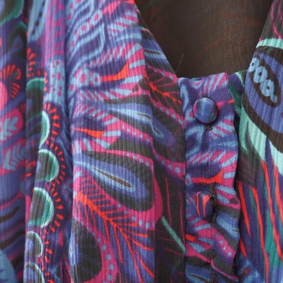 * Nanette Lepore Multicolor Peacock Silk Blouse sz 8 - Picture 3 of 5